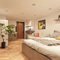 Modern Apartment Living Room With Sofa Coffee Table Plants And Wooden Flooring