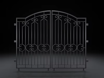 Modern Elegant Wrought Iron Gate With Ornate Curved Patterns And Decorative Design Details 3d model