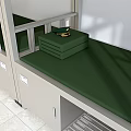 Sturdy White Bunk Bed with Built in Desk and Storage Cabinets for Dorm Rooms