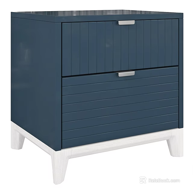 Blue Modern Storage Cabinet With Drawers And White Legs Design 3d model 