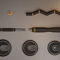 Adjustable Fitness Sports Equipment With Black Weight Plates And Orange Knobs