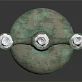 Decorative Three Candle Holder Lamp With Spiral Metallic Base And Greenish Copper Finish