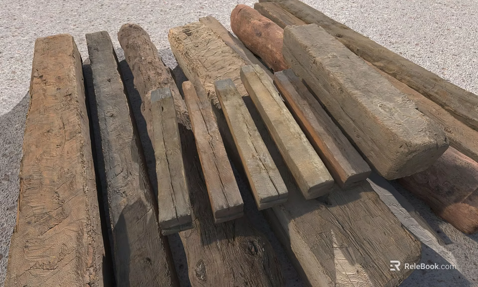 Natural Wood And Stone Materials With Rustic Textures For Decor Projects 3d model 