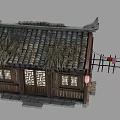 Ancient Chinese Building With Traditional Thatched Roof Wooden Structure Red Lanterns And Fence