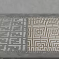 Square Rugs With Geometric Patterns Gray Brown Fringed Edges Home Decor 3d model