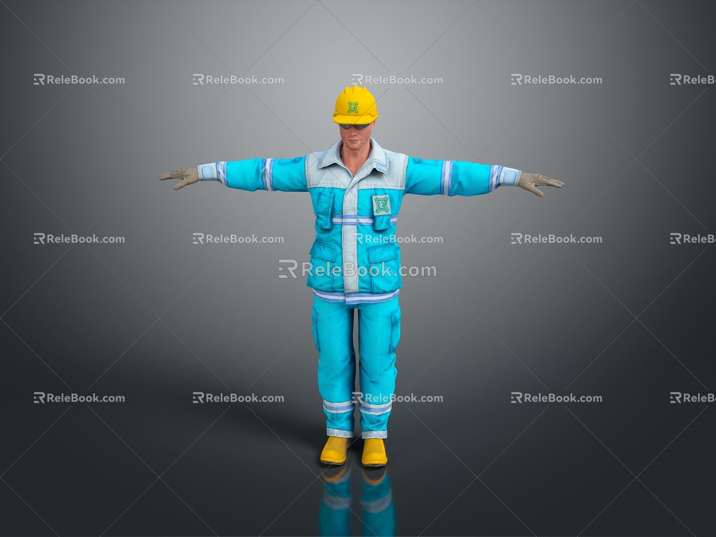 Worker European worker mechanic builder repairman miner digger modern figure 3d model