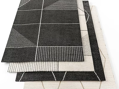 Modern Square Rugs With Geometric Patterns Abstract Lines And Contrast Colors 3d model