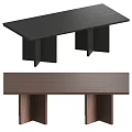 Modern Wooden Dining Table Rectangular Top Black And Brown Finish With Block Legs 3d model