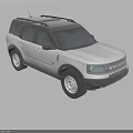 White Ford Bronco SUV Front View With Circular Headlights And Grille Design