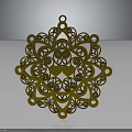 Golden Decorative Mandala Ornament With Intricate Filigree Pattern And Double Heart Center
