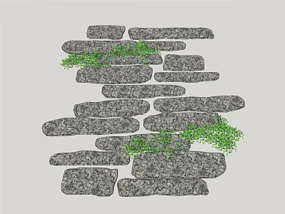 Natural Stone Stepping Stones Path With Green Plants In Garden Design 3d model