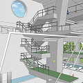 Contemporary Sports Fitness Swimming Pool With Round Window And Multi Level Diving Platforms