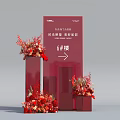 YANYINGE Photo Studio Directional Sign for 6th Building with Red Floral Arrangements