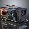 Mobile Food Truck With Graphic Side Decorations And Top Cooking Equipment