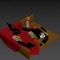 Firearm Accessories Display With Pistol Bullets Colorful Boxes And Parts