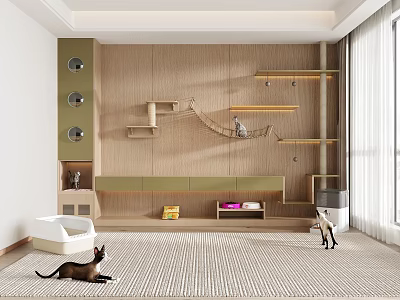 Modern Cat Storage Cabinet Rack with Multi-Layer Shelves and Rest Areas 3d model