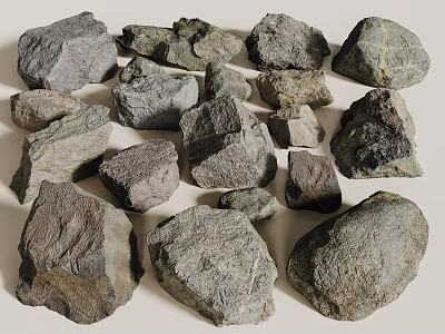 Natural Stone and Wood Collection with Various Textures and Shapes 3d model