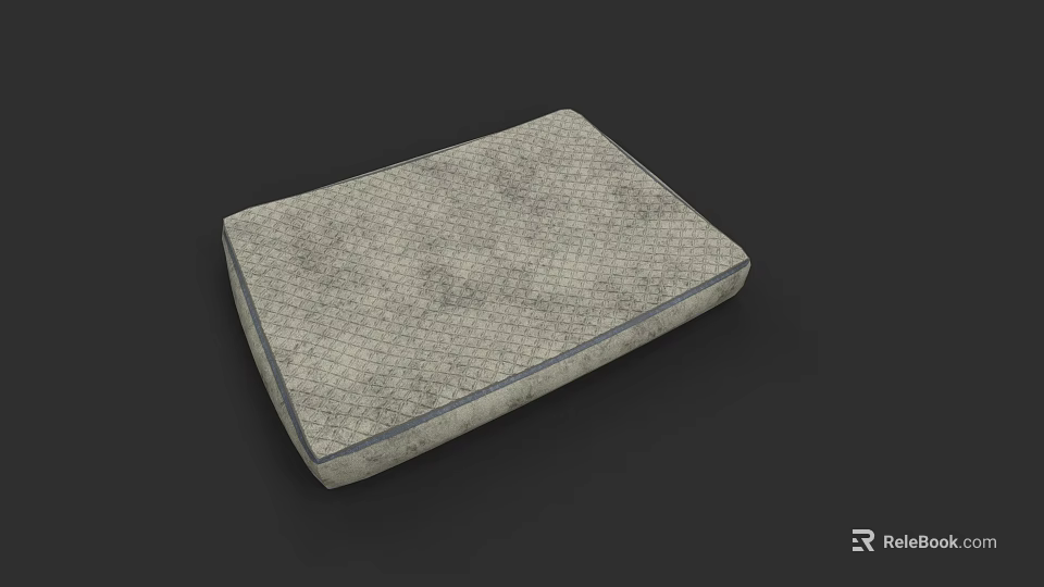 Comfortable Gray Mattress With Grid Pattern Surface And Stitched Edges Design 3d model 