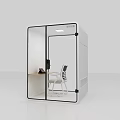 Modern White Office Pod With Transparent Glass Desk Chair And Computer Setup