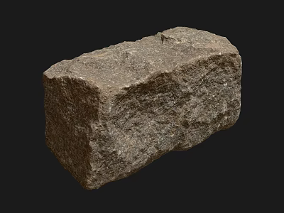 Natural Rough Stone Block With Textured Surface And Wooden Accents For Decor 3d model