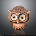 Cute Pink Owl Plush Toy With Big Eyes Yellow Beak Fluffy Hair And Orange Spots