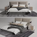 Modern Double Bed Interior With Upholstered Headboard Nightstands And Bedding 3d model