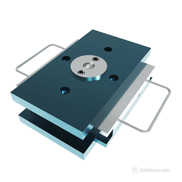 Blue Panel Metal Platform With Holes And Multi Layer Mechanical Structure 3d model