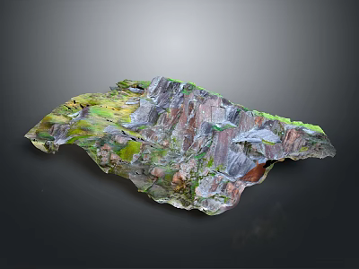 3D Terrain Model With Mountainous Landscape Green Vegetation And Rocky Textures 3d model
