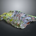 3D Terrain Model With Mountainous Landscape Green Vegetation And Rocky Textures