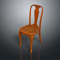 Vintage Wooden Furniture Chair With Curved Backrest And Intricate Wood Grain Details