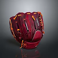 Durable Wilson Burgundy Leather Baseball Glove With Orange Laces And Stitching