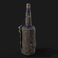 Unique Wine Bottle With Cloth Wrapping Decorative Label And Elegant Wine Glass