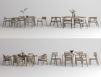 Nordic Dining Table and Chair Combination Dining Table and Chair 3d model