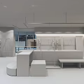 Modern Clothing Store Interior With Wooden Racks And White Counter Design