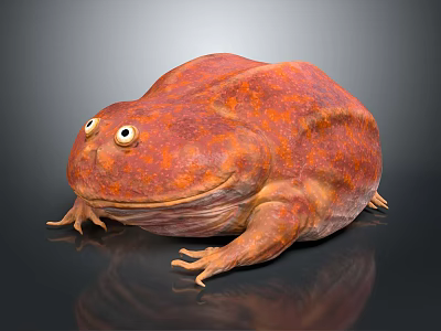 Large Orange Red Toad With Bulging Eyes Warty Skin And Short Limbs 3d model