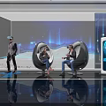 People Using VR Headsets In Egg Shaped Chairs With Large Screen
