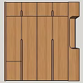 Modern Wooden Wardrobe With Multiple Doors And Open Niche In Minimalist Room