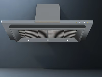 Modern Gray Kitchen Range Hood With Ventilation Grille And Control Panel 3d model