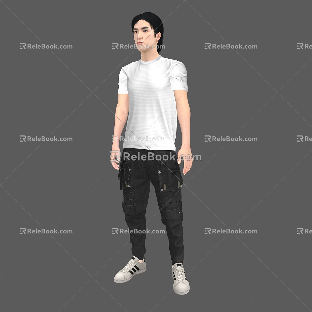 Men Handsome Men Young Men T-Shirt Men Standing Animation Bound Bones 3d model