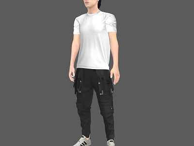 Men Handsome Men Young Men T-Shirt Men Standing Animation Bound Bones 3d model