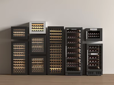Various Modern Wine Cabinets With Stylish Designs Glass Doors And Wine Bottle Racks 3d model