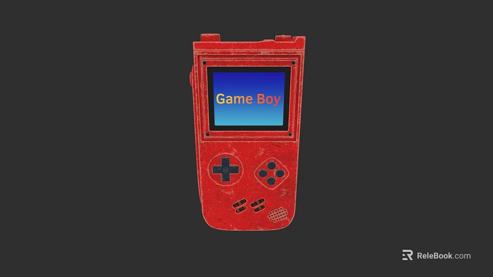 Red Game Boy Electronic Toy With Screen And Control Buttons 3d model 