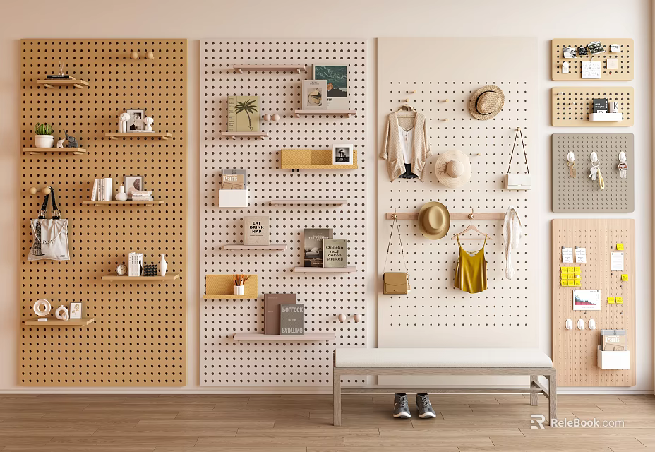 Pegboard Wall Decor Ideas for Modern Home Storage and 3d model