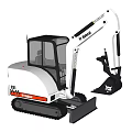 Bobcat E35 Small Crawler Excavator White With Red Stripe Operator Cab Boom And Bucket