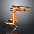 KUKA Industrial Robot Arm With Orange Black Body And White Pipes Structure