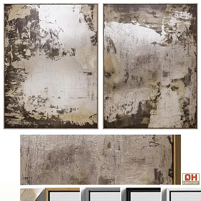 Photo Wall Abstract Gray White Black Texture Art Multiple Distressed Paintings For Modern Home Decor 3d model
