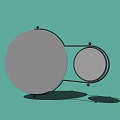 Large and Small Circular Mirrors With Black Metal Frame Mounted on Light Green Wall