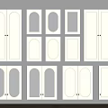 Stylish Modern Shoe Cabinet Door Designs With White Finish Golden Handles And Arch Rectangular Panels