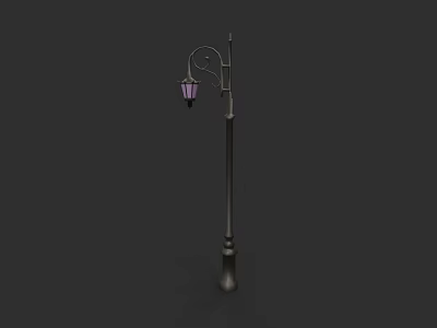 Outdoor Lamp with Curved Bracket and Lantern Shaped Shade Vintage Design for Garden Lighting 3d model