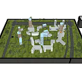 Commercial City Model Equipment With Green Area And White Buildings